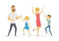 Happy family dancing - modern cartoon people characters illustration Royalty Free Stock Photo