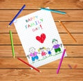 Happy Family Day Cartoon Hand Drawn Illustration