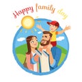 Happy Family Day Cartoon Vector Icon or Concept Royalty Free Stock Photo