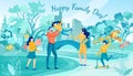 Happy Family Day Celebration in City Park Cartoon