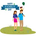 Happy Family Day! Excellent gift card. Fashionable calligraphy. Vector illustration. Elements for design. - Vector