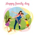 Happy Family Day in Park Cartoon Vector Concept