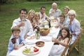Happy Family Dining Together In Garden
