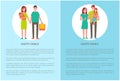 Happy Family Does Shopping Vector Parents and Girl