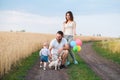 Happy family and dog enjoy outdoor time together Royalty Free Stock Photo