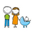 happy family drawing isolated icon design Royalty Free Stock Photo