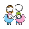 happy family drawing isolated icon design Royalty Free Stock Photo