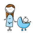 happy family drawing isolated icon design Royalty Free Stock Photo