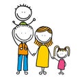 happy family drawing isolated icon design Royalty Free Stock Photo