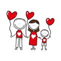 happy family drawing isolated icon design Royalty Free Stock Photo