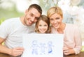 Happy family with drawing or picture Royalty Free Stock Photo