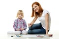 Happy family drawing picture. Royalty Free Stock Photo