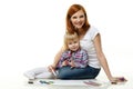 Happy family drawing picture. Royalty Free Stock Photo