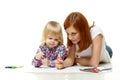 Happy family drawing picture. Royalty Free Stock Photo