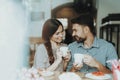 Happy Family Drinking Tea and Smile Together. Romantic Time. Holiday with Man. Food and Happy Time. Lifestyle and Happy Time Royalty Free Stock Photo
