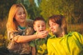 Honeymoon couple romantic in love at field and trees sunset. Newlywed happy young couple embracing enjoying nature Royalty Free Stock Photo