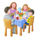 Happy family eating breakfast Royalty Free Stock Photo