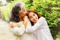 Happiness daughter loves old mothers. Royalty Free Stock Photo