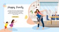 Happy Family Enjoying New Home Vector Web Banner Royalty Free Stock Photo