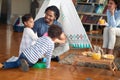 Happy family enjoying playtime at home together. Family, together, love, playtime