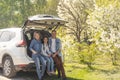 happy family enjoying road trip and summer vacation. Royalty Free Stock Photo
