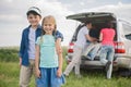 Happy family enjoying road trip and summer vacation Royalty Free Stock Photo