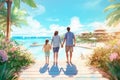 Happy family enjoying together on beach on holiday vacation Royalty Free Stock Photo