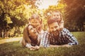 Happy family enjoying together in summer day. Royalty Free Stock Photo