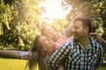 Happy family enjoying together in summer day. Royalty Free Stock Photo