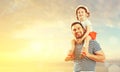 Happy family father and child daughter playing and having fun in Royalty Free Stock Photo