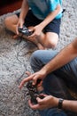 Happy family playing a video game Royalty Free Stock Photo