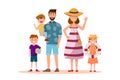 Happy family. Father, mother, son and daughter together with summer trip Royalty Free Stock Photo