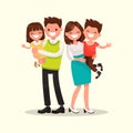 Happy family. Father, mother, son and daughter together. Vector Royalty Free Stock Photo