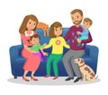 Happy family. Father, mother, son and daughters together. Vector Royalty Free Stock Photo