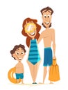 Happy family father mother son have fun on summer vacation