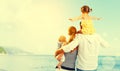 Happy family of father, mother and two children, baby son and da Royalty Free Stock Photo