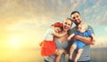 Happy family of father, mother and two children, baby son and da Royalty Free Stock Photo