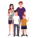 Happy family. Father, mother, two sons and daughter. Vector