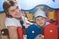 Happy family father and son in park. Royalty Free Stock Photo