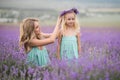 Happy family in a field of lavender