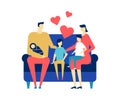 Happy family - flat design style colorful illustration Royalty Free Stock Photo