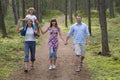 Happy family in the forest