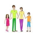 Happy family four people, parents with two Royalty Free Stock Photo