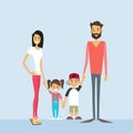 Happy Family Four People, Parents With Two Children Holding Hands Royalty Free Stock Photo