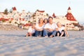 Happy Family in Front of Hotel Del Coronado Royalty Free Stock Photo