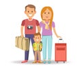 Happy family with full suitcases ready to travel Royalty Free Stock Photo
