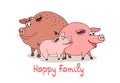 Happy Family of fun cartoon pigs