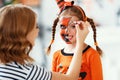 Happy family  getting ready for halloween make make-up Royalty Free Stock Photo