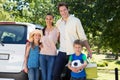 Happy family getting ready for road trip Royalty Free Stock Photo
