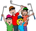 A Happy Family Getting Ready to Play Golf